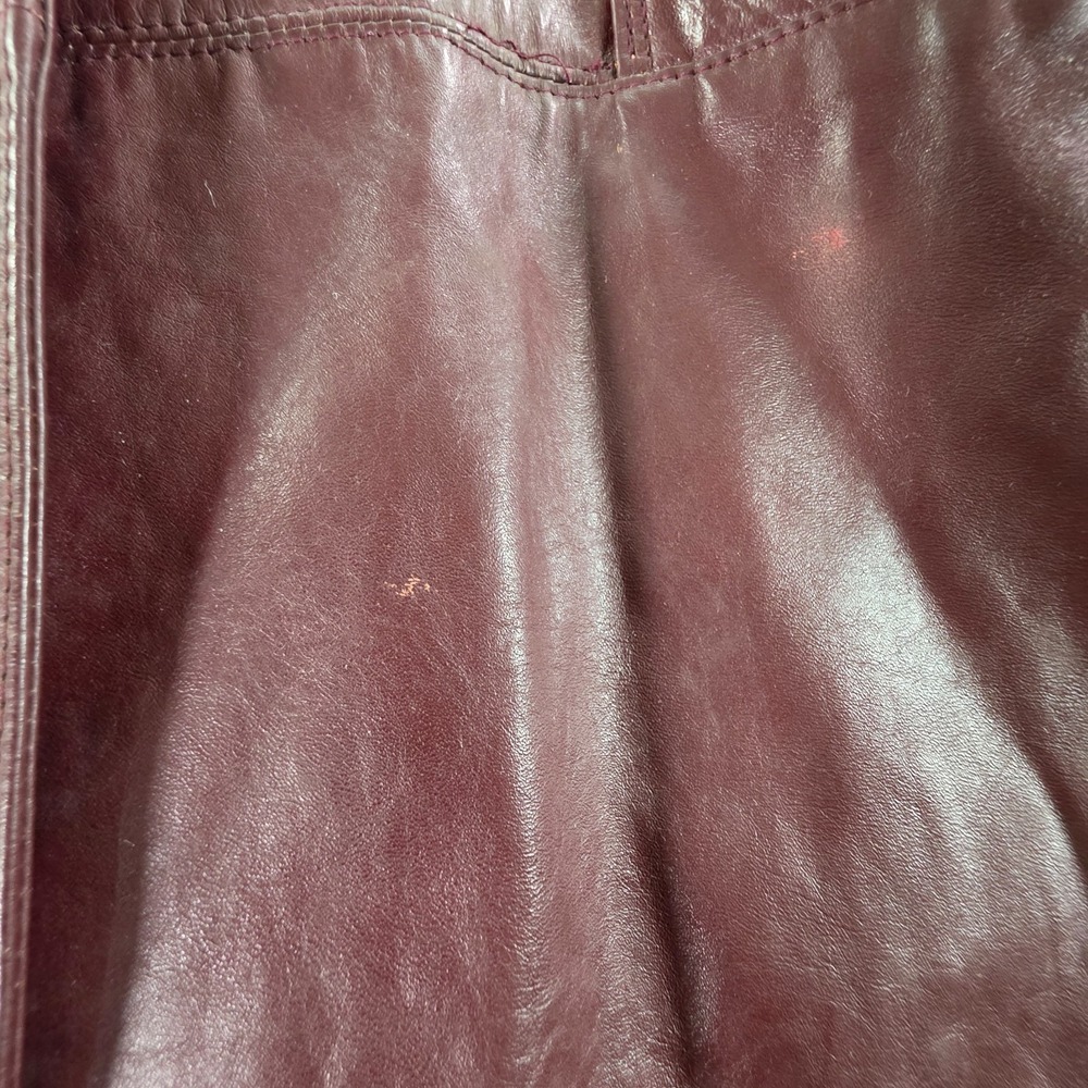 Vintage Etienna Aigner Jacket Womens 8 Oxblood Red Leather Trench Coat 90s - Picture 8 of 16